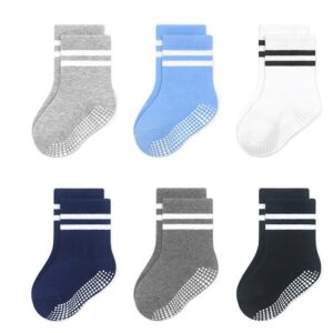 Colourful Socks for Kids, Calf length, Soft Pure Cotton, Anti skid, Lightweight & Breathable, 2 to 9 Years, Pack of 6, Designer socks