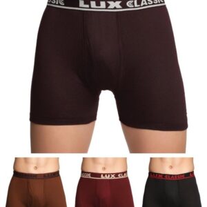 Lux Classic Men's Outer Elastic Trunks - Pack of 4 (Color May Vary) | Premium 100% Cotton | Ultimate Comfort Breathable, Soft & Durable | Everyday Essential Lux Underwear