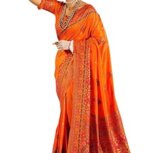 Women's Original Kanjivaram Pure Soft Silk Pashmina Silk Kanchi Pattu Hand Weving Designer Fancy Saree With Unstich Blouses Piecs