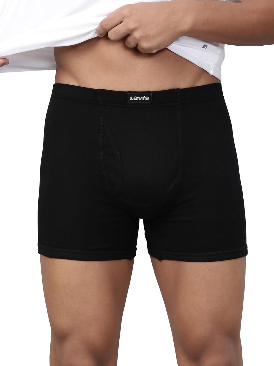 Levi's 010 Men's Pure Cotton Solid Boxer Brief - Mid Rise, Inner Elastic Waistband (Pack of 1) - Image 4