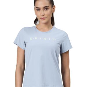 XTEP Running Series, Short Sleeve, Slim Fit, Superior Comfort, Polyamide & Elastane, Twill Weave, Typography Printed, Comfort Running T-Shirt for Women