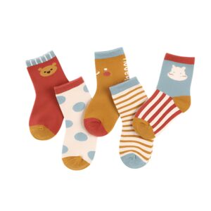 SYGA 4 Pairs Baby Socks, Non-Slip, Cartoon Design Ankle Socks - Suitable for 3–5 Years