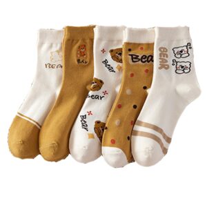 Women Calf Length Cute Socks | Fruit Theme Design | Set of 5