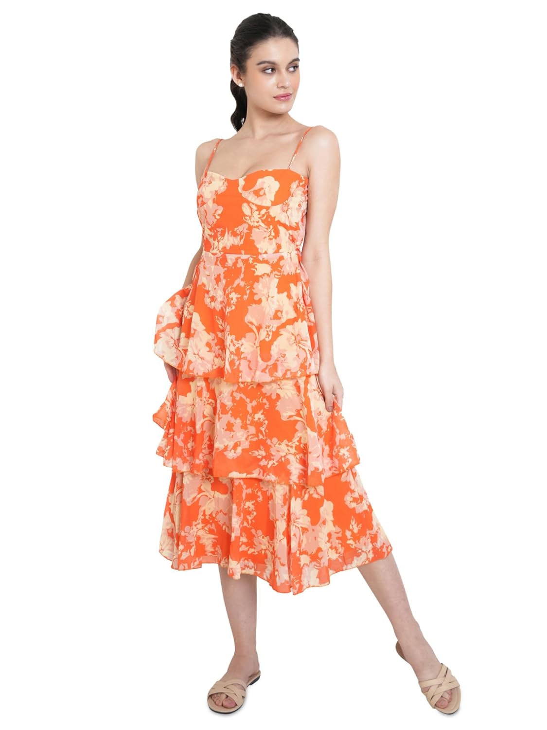 PURVAJA Women's Layered Below Knee Length Dress (Floe-022-024) - Image 3