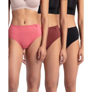 Jockey 1406 Women's High Coverage Super Combed Cotton Mid Waist Hipster with Concealed Waistband and Stay Fresh Treatment (Pack of 3_Colors & Prints May Vary)