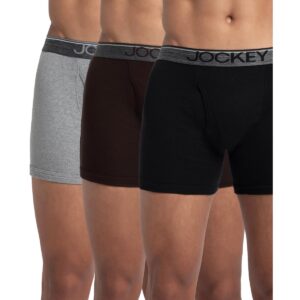 Jockey 8009 Men's Super Combed Cotton Rib Solid Boxer Brief with Ultrasoft Waistband (Pack of 3)