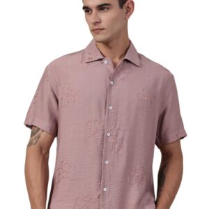 Thomas Scott Short Sleeve Embroderied Casual Shirt for Men