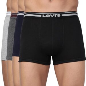 Levi's 003 Men's Pure Cotton Solid Trunk - Mid Rise, Inner Elastic Waistband (Pack of 4 - Assorted)