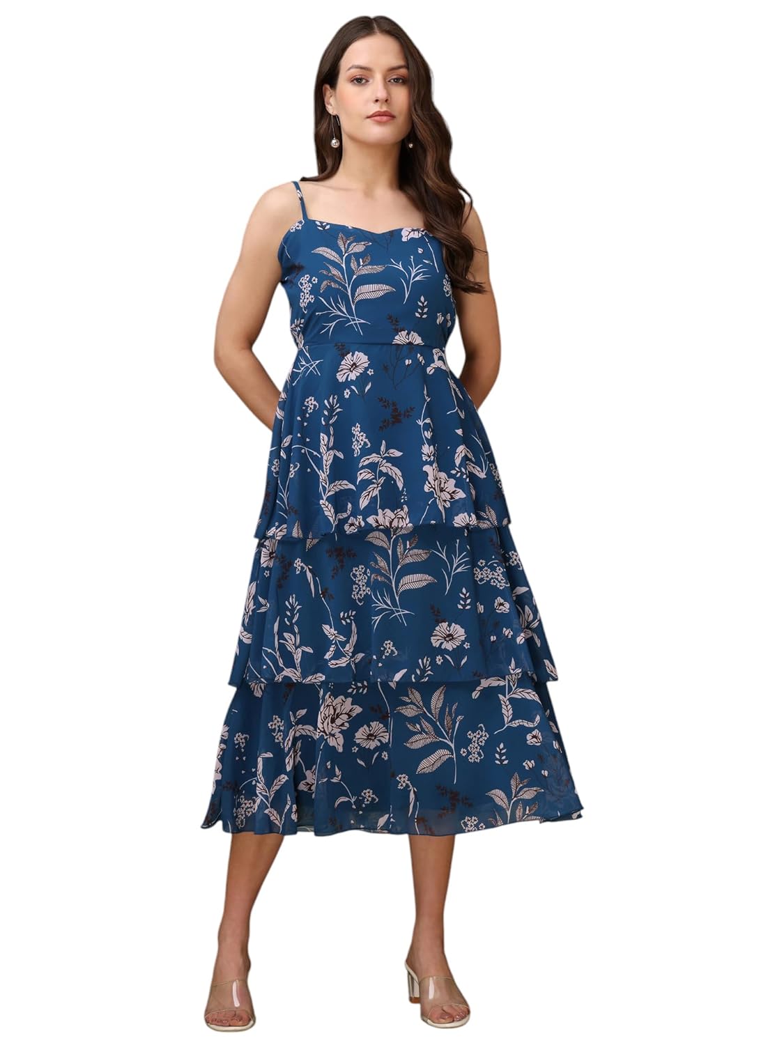 PURVAJA Women's Layered Below Knee Length Dress (Floe-022-024) - Image 2