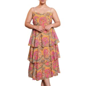 PURVAJA Women's Layered Below Knee Length Dress (Floe-022-024)