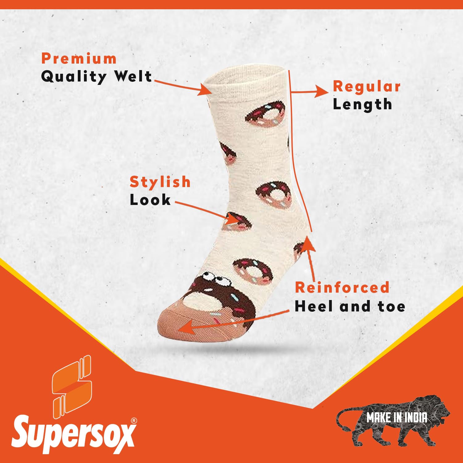 Supersox Funky Women Crew Length Compact Combed Cotton Multicolor Socks Packs Of 5 - Image 3