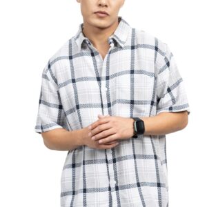 Hubberholme Men Check Cotton Oversized Fit Collar Short Sleeve Shirts 2