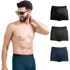 Freecultr Men's Underwear Micromodal Airsoft Trunk – Anti Bacterial, No Itch, No Chafing, Sweat Proof & Ultra Soft Fabric (Pack of 4) | Mens Underwear Combo Pack of 4