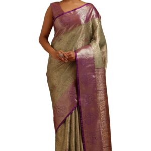 Soch Womens Silk Blend Botanical Zari Woven Saree