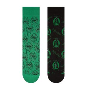 Rick & Morty by SocksXpress Men Quirky Crew Socks|Pack of 2 Pairs|Official Licensed Cartoon Network Merchandise|Combed Cotton|Bold Graphic Mid-Calf Length Socks for Fans & Everyday Style | Free Size