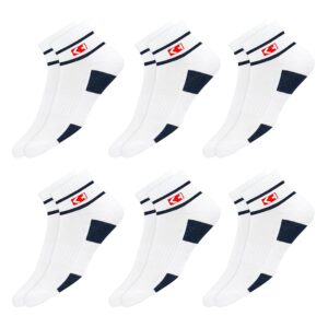 Sports Socks Men with Cushion, Stripe Design, Quarter Length, Pack of 6 (Free Size)