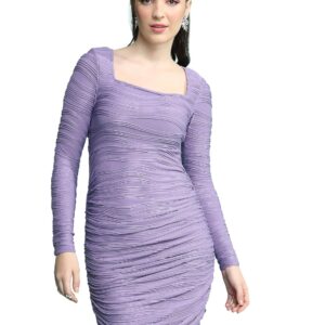 Tokyo Talkies Women's Long Sleeves Square Neck Solid Dresses | Stylish Dresses | Casual Dresses
